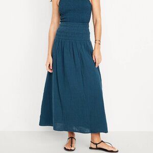 (NWT) Old Navy - High-Waisted Crinkle Gauze Smocked Maxi Skirt (large)